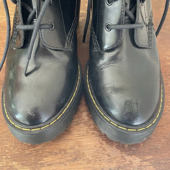 Dr Martens Persephone Black Patent Leather Look Ankle Heeled Boots Women Size 9 - Picture 10 of 12